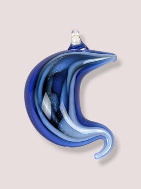 Blue & White Sparkling Art Glass Pendant